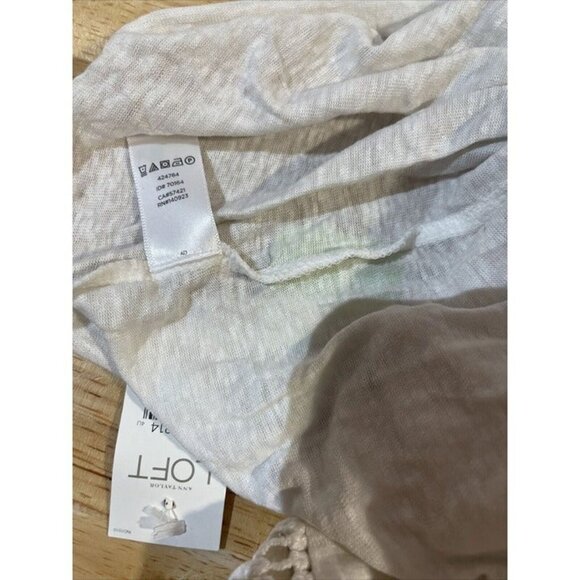 Loft White Boho Style‎ Short Sleeve Blouse With Crochet Detailing Womens XL NWT - Picture 9 of 10